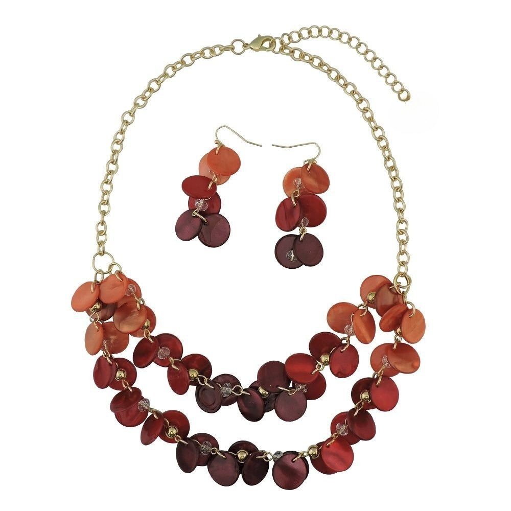 Wholesale Holiday Style Round Natural Dyed Shell Earrings Necklace